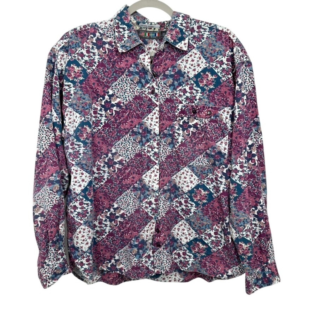 Vintage Quilted Pink Patchwork 100% Cotton Western Shirt Cottagecore Retro